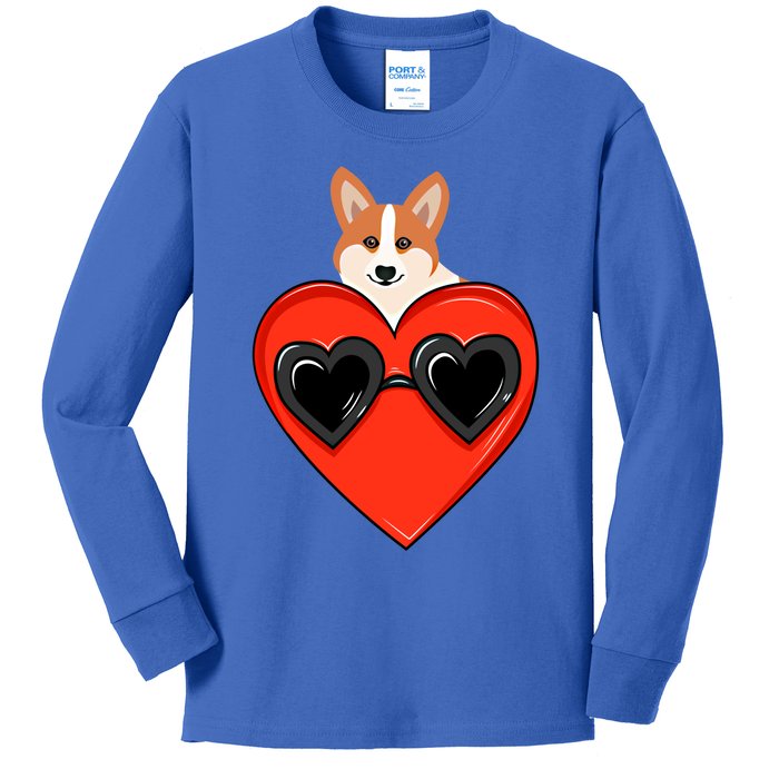 Wo My Dog Welsh Corgi Valentine Heart Valentine's Day Gift Kids Long Sleeve Shirt