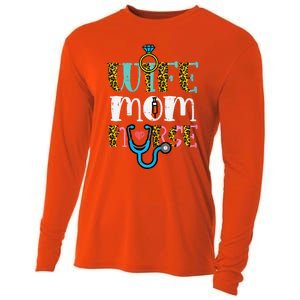 Womens Mothers Day Wife Mom Nurse Scrub Top RN Mama Mommy Women Cooling Performance Long Sleeve Crew