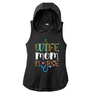 Womens Mothers Day Wife Mom Nurse Scrub Top RN Mama Mommy Women Ladies PosiCharge Tri-Blend Wicking Draft Hoodie Tank