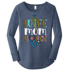 Womens Mothers Day Wife Mom Nurse Scrub Top RN Mama Mommy Women Women's Perfect Tri Tunic Long Sleeve Shirt