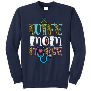 Womens Mothers Day Wife Mom Nurse Scrub Top RN Mama Mommy Women Tall Sweatshirt