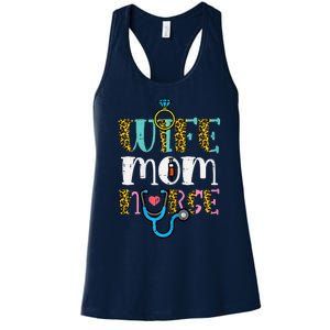 Womens Mothers Day Wife Mom Nurse Scrub Top RN Mama Mommy Women Women's Racerback Tank