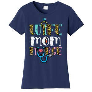 Womens Mothers Day Wife Mom Nurse Scrub Top RN Mama Mommy Women Women's T-Shirt