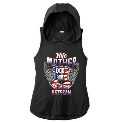 Wife Mother Dope Black Military Veteran Mom African American Meaningful Gift Ladies PosiCharge Tri-Blend Wicking Draft Hoodie Tank