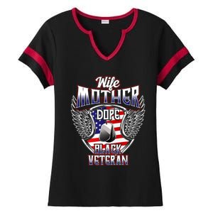 Wife Mother Dope Black Military Veteran Mom African American Meaningful Gift Ladies Halftime Notch Neck Tee