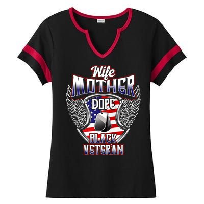 Wife Mother Dope Black Military Veteran Mom African American Meaningful Gift Ladies Halftime Notch Neck Tee