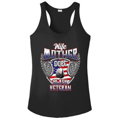 Wife Mother Dope Black Military Veteran Mom African American Meaningful Gift Ladies PosiCharge Competitor Racerback Tank