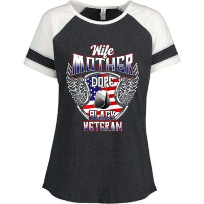 Wife Mother Dope Black Military Veteran Mom African American Meaningful Gift Enza Ladies Jersey Colorblock Tee