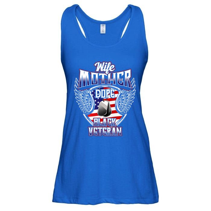 Wife Mother Dope Black Military Veteran Mom African American Meaningful Gift Ladies Essential Flowy Tank