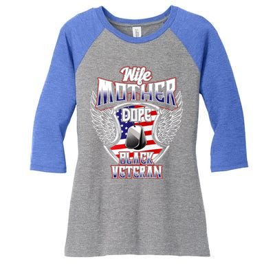 Wife Mother Dope Black Military Veteran Mom African American Meaningful Gift Women's Tri-Blend 3/4-Sleeve Raglan Shirt