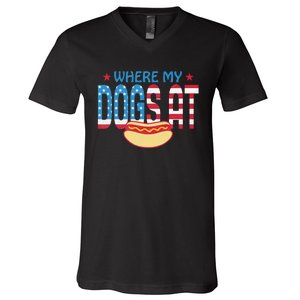 Where My Dogs At V-Neck T-Shirt