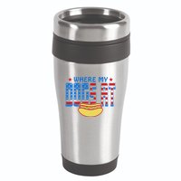 Where My Dogs At Funny 4th Of July Design 16oz Travel Tumbler