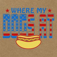Where My Dogs At Funny 4th Of July Design Cotton Canvas Backpack