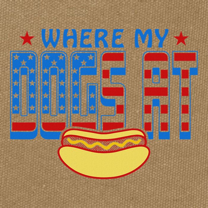 Where My Dogs At Funny 4th Of July Design Cotton Canvas Backpack