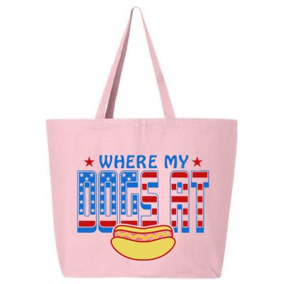 Where My Dogs At Funny 4th Of July Design 25L Jumbo Tote