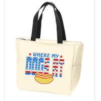 Where My Dogs At Funny 4th Of July Design Zip Tote Bag