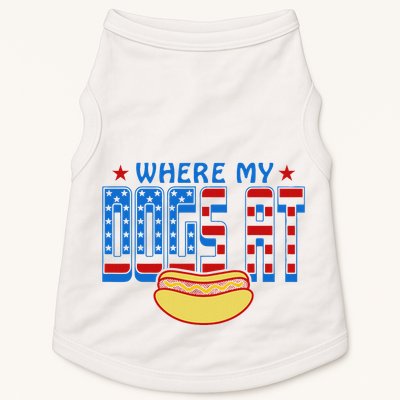 Where My Dogs At Funny 4th Of July Design Doggie Tank
