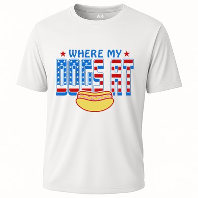 Where My Dogs At Funny 4th Of July Design Performance Shirt