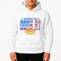 Where My Dogs At Funny 4th Of July Design Hoodie