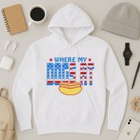 Where My Dogs At Funny 4th Of July Design Hoodie