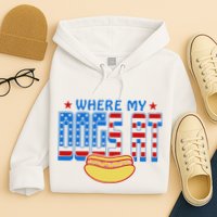 Where My Dogs At Funny 4th Of July Design Hoodie