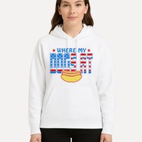 Where My Dogs At Funny 4th Of July Design Hoodie
