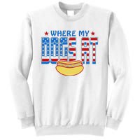 Where My Dogs At Funny 4th Of July Design Sweatshirt