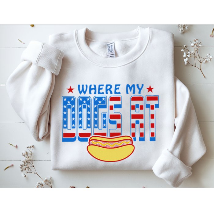 Where My Dogs At Funny 4th Of July Design Sweatshirt