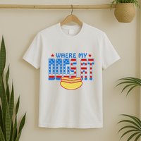 Where My Dogs At Funny 4th Of July Design T-Shirt