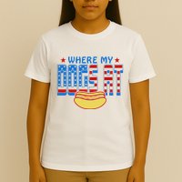 Where My Dogs At Funny 4th Of July Design T-Shirt