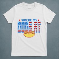 Where My Dogs At Funny 4th Of July Design T-Shirt