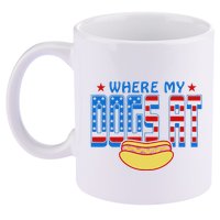 Where My Dogs At Funny 4th Of July Design 11oz C Handle Ceramic Mug