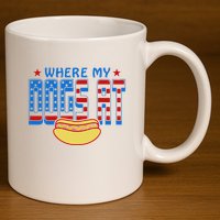 Where My Dogs At Funny 4th Of July Design 11oz C Handle Ceramic Mug
