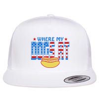 Where My Dogs At Funny 4th Of July Design Flatbill Hat