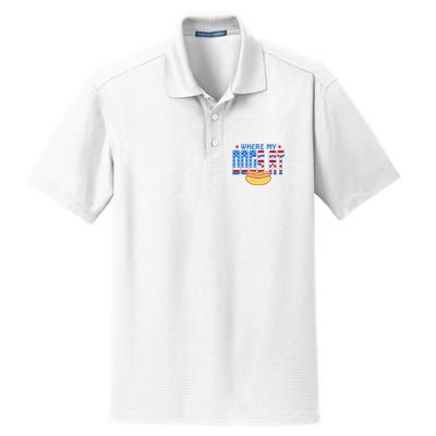 Where My Dogs At Funny 4th Of July Design Dry Zone Grid Polo