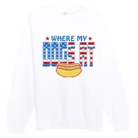 Where My Dogs At Funny 4th Of July Design Premium Crewneck Sweatshirt