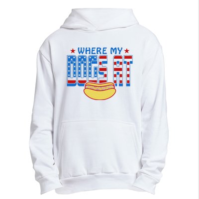 Where My Dogs At Funny 4th Of July Design Urban Pullover Hoodie