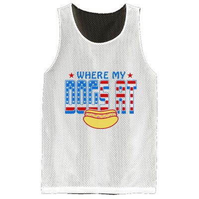 Where My Dogs At Funny 4th Of July Design Mesh Reversible Basketball Jersey Tank