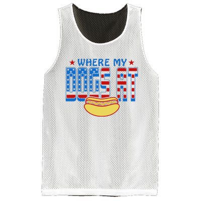 Where My Dogs At Funny 4th Of July Design Mesh Reversible Basketball Jersey Tank