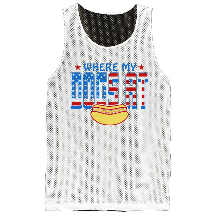 Where My Dogs At Funny 4th Of July Design Mesh Reversible Basketball Jersey Tank