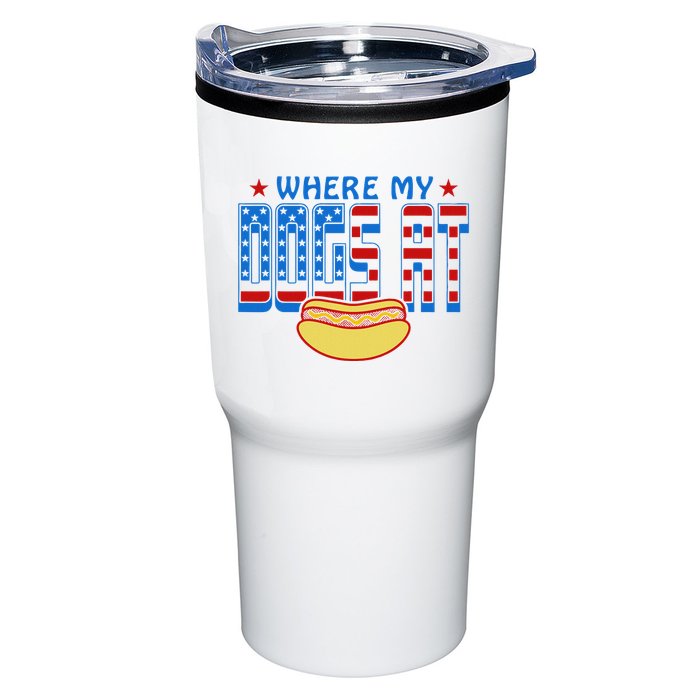 Where My Dogs At Funny 4th Of July Design Tumbler