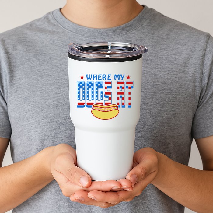 Where My Dogs At Funny 4th Of July Design Tumbler
