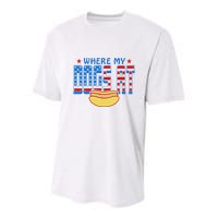 Where My Dogs At Funny 4th Of July Design Youth Performance Sprint T-Shirt