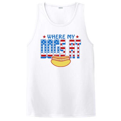 Where My Dogs At Funny 4th Of July Design PosiCharge Competitor Tank