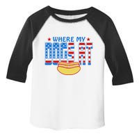 Where My Dogs At Funny 4th Of July Design Toddler Fine Jersey T-Shirt