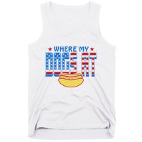 Where My Dogs At Funny 4th Of July Design Tank Top