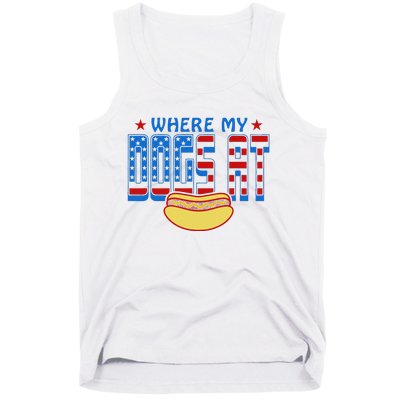 Where My Dogs At Funny 4th Of July Design Tank Top