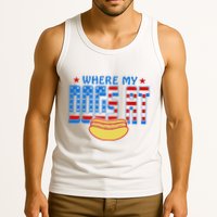 Where My Dogs At Funny 4th Of July Design Tank Top