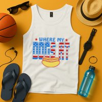 Where My Dogs At Funny 4th Of July Design Tank Top