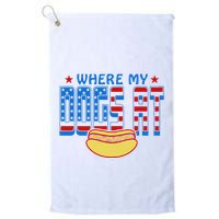 Where My Dogs At Funny 4th Of July Design Golf Towel